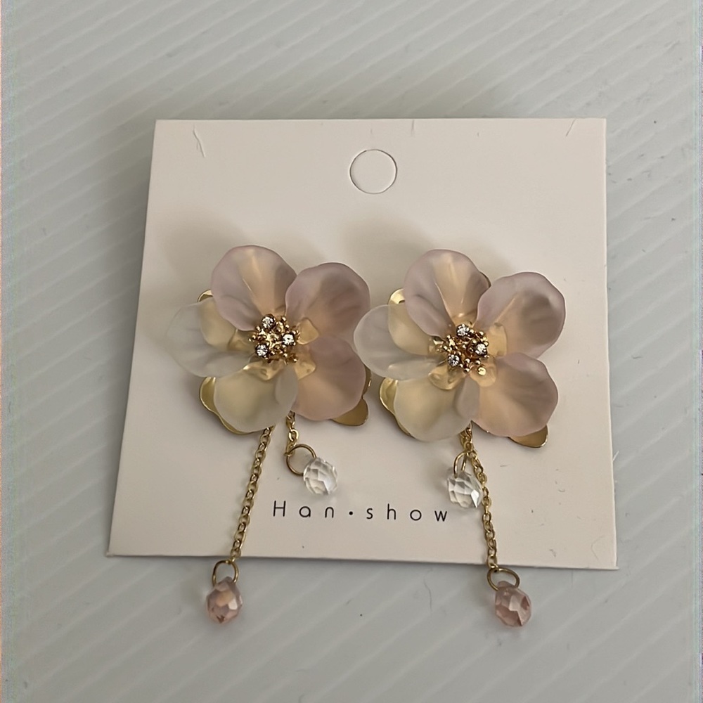 Adorable Pink Flower Earrings NWT